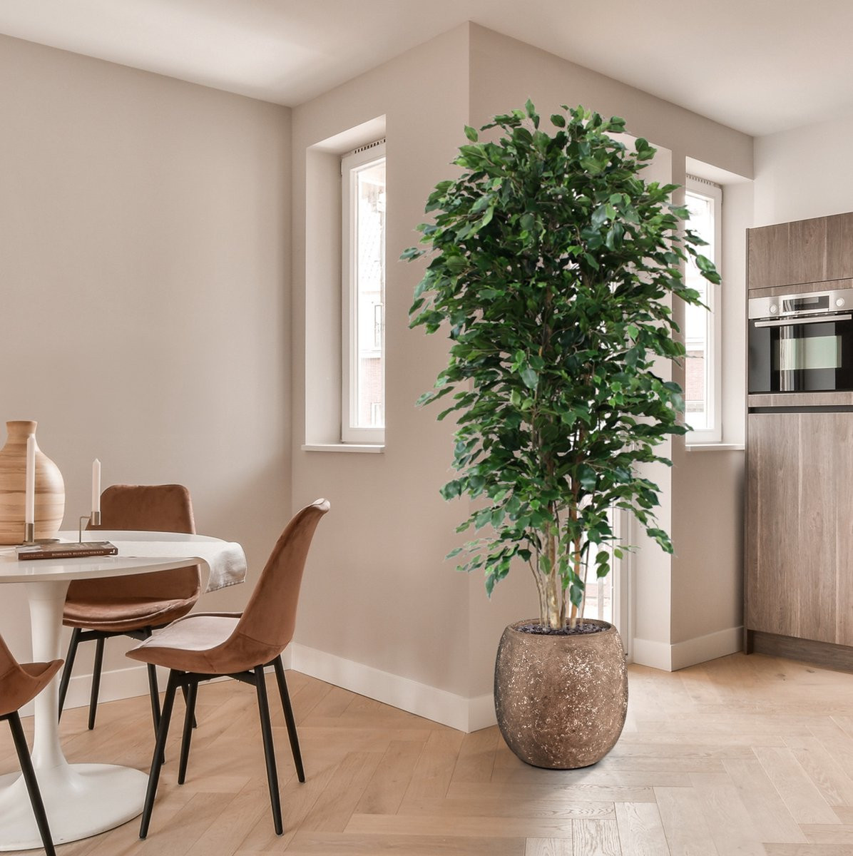Maxifleur Ficus Exotica deluxe kunstboom, groen, Hoogte: 210 cm
