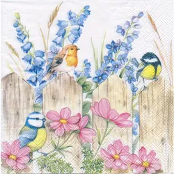 Papierservietten "Vögel auf dem Zaun", 33 x 33 cm, 20 Stück