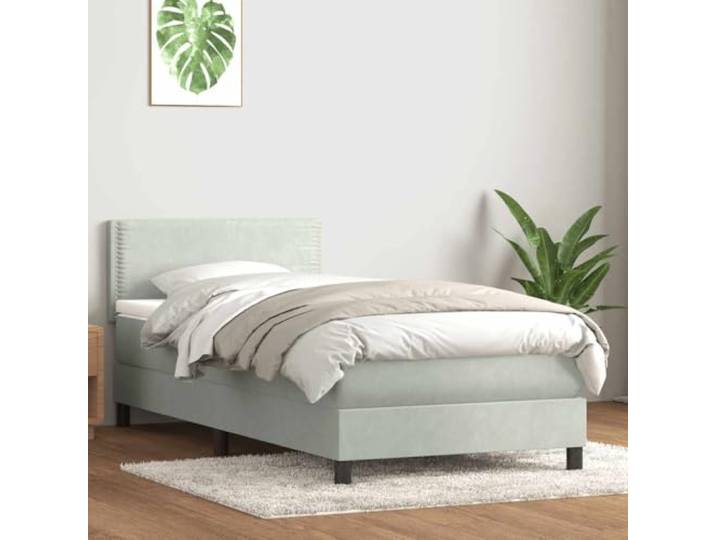 RJPLMFV Lattenrost, komplett, 80 x 210 cm, Velours, Hellgrau Taschenfederkernmatratze, verstellbarer Kopf, abnehmbarer Topper, Lattenrost inklusive