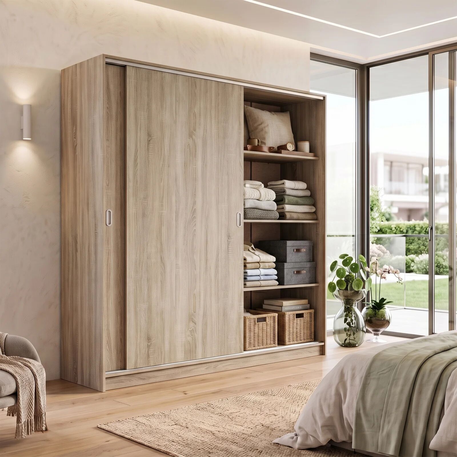 garneroarredamenti Armadio 180x191h cm scorrevole moderno rovere sonoma Morante