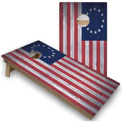 Skip's Garage Solid Wood Cornhole Boards - American Flag Stars Design