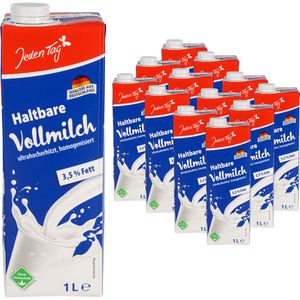 JedenTag Milch fettarme H-Vollmilch, Fettgehalt 3,5%, ultrahocherhitzt & homogenisiert, 12x 1 Liter