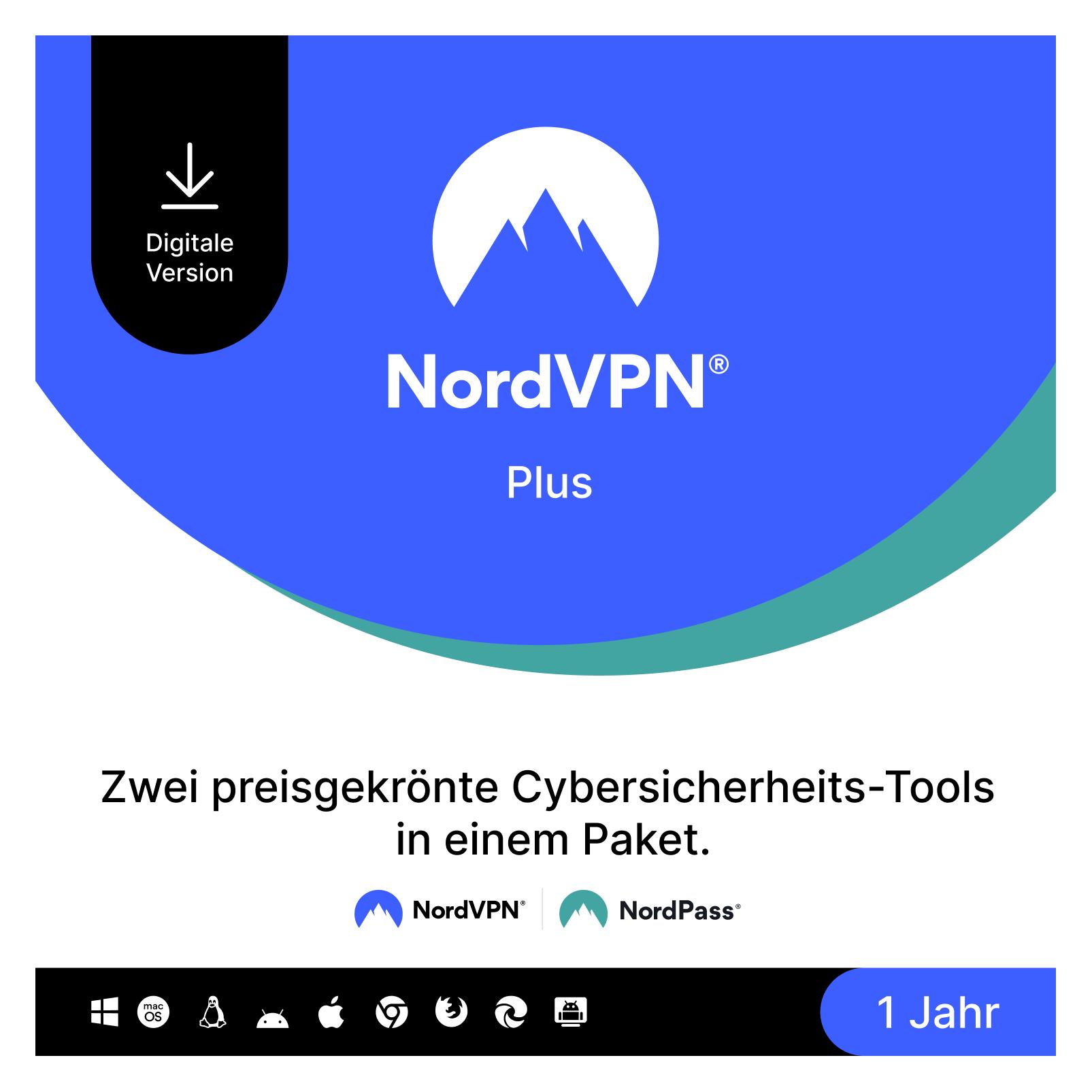 NordVPN Plus (1 User, 10 Geräte/User, 12 Monate) (NVP1C1Y-EPDE-E)