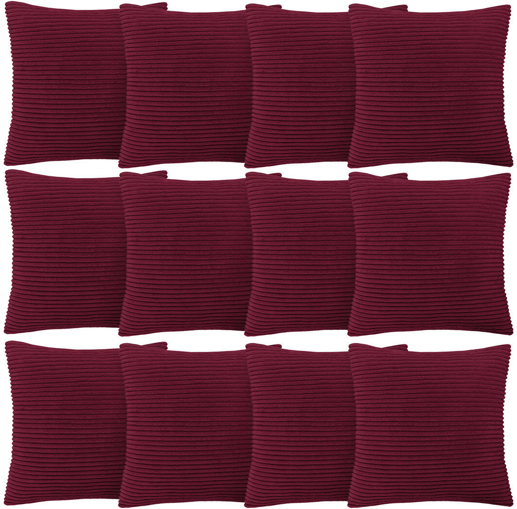 Aspire Homeware Striped Square Velvet Cushion Cover Red 45cm H X 45cm W X 17cm D