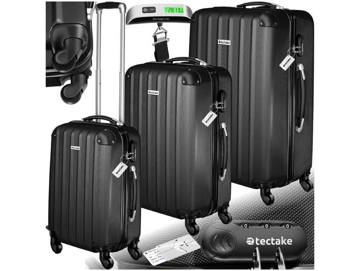 Ensemble de 3 valises Talia avec pèse-bagage et étiquette à bagages - noir