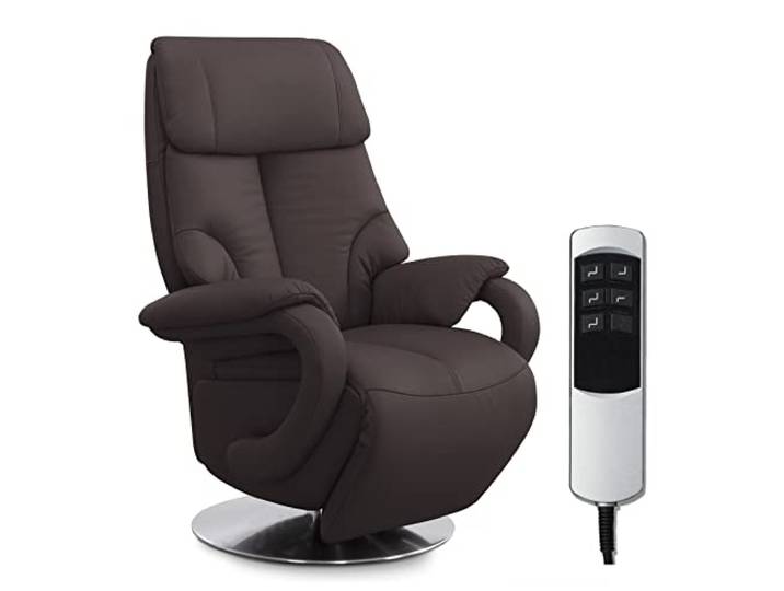 CAVADORE Istanbul Fauteuil en Cuir véritable avec Fonction Relax réglable électriquement et 2 Moteurs électriques Marron 80 x 115 x 79 cm