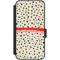 Nivocase Klapphülle für Samsung Galaxy A15 5G Handyhülle aus Kunst Leder NIVOflip schwarz Kunst Punkte (Samsung Galaxy A15 5G), Smartphone Hülle, Schwarz