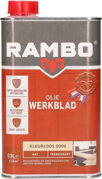 Rambo Olie voor werkblad, transparant mat, 0,5 l