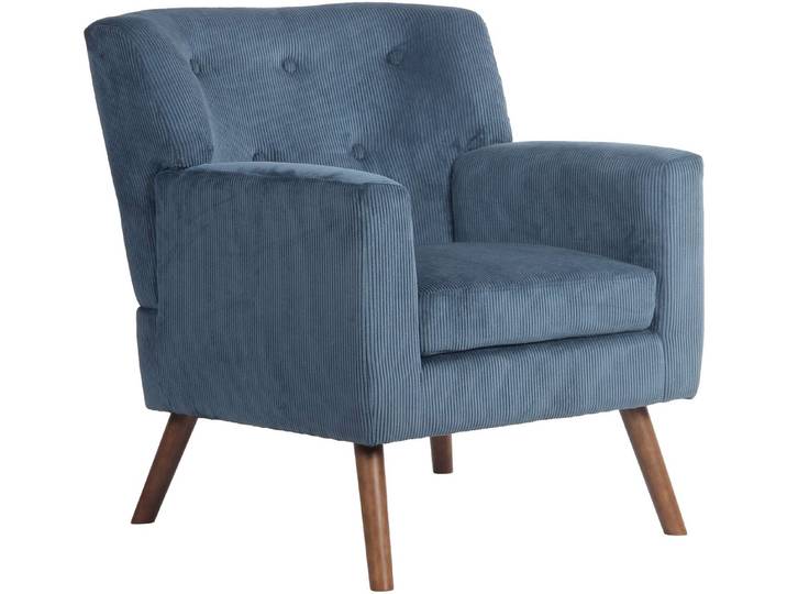 TPFLiving Sessel Kavora (Bodenschoner schützen empfindliche Fußböden, Komfortable Polsterung für entspanntes Sitzen), Maße (TxBxH): 74 x 72 x 80cm - Farbe: blau