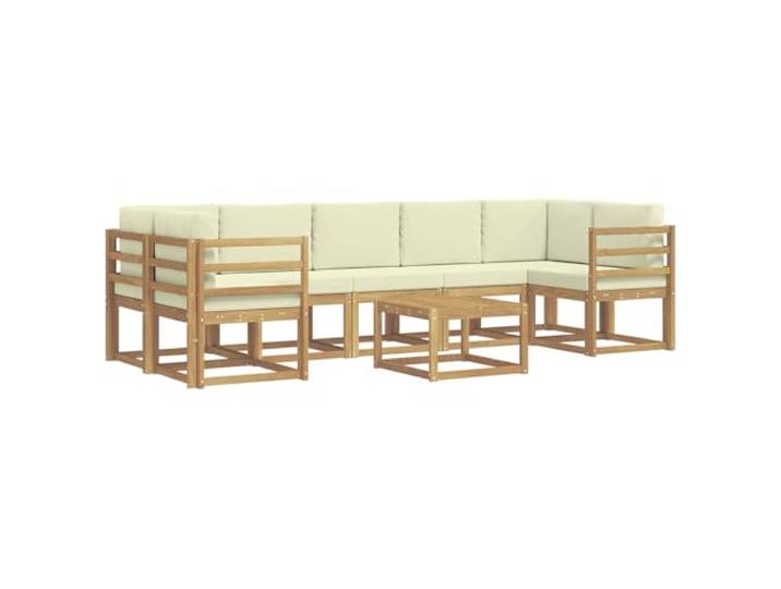 PUGYNBK Sofa-Set für den Außenbereich, 6-teilig, Akazienholz Modular, Lattenrahmen, Garten, Terrasse, Pool, robust