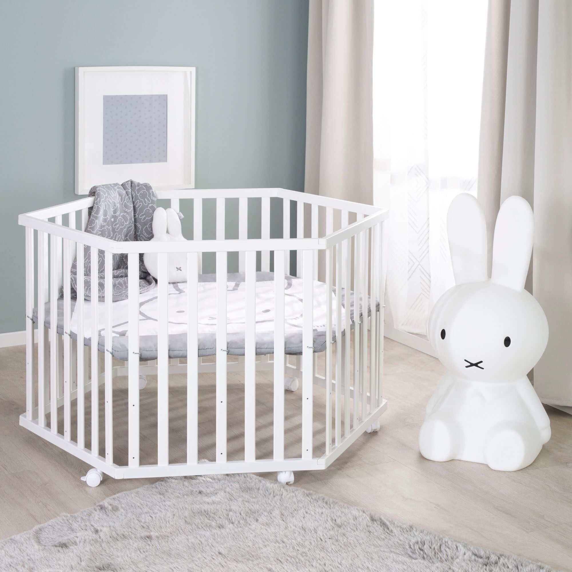 Laufgitter ROBA "miffy, weiss, 6-eckig", Baby, weiss (weiß), Laufställe Laufgitter, mit Stoffeinlage weiß Einheitsgröße