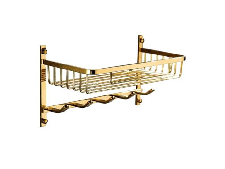 Lagerregal Goldmessing-Duschorganisator mit 5 Haken Wandmontierte Bohr-Installationsdusche