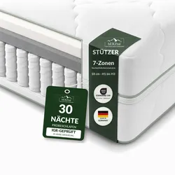 hERZtal Stützer  7-Zonen-Taschenfederkernmatratze 18 cm | über 500 Federn - 80x200 cm / hard
