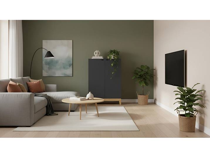 Kompaktes Highboard mit Türen Premium Dekore Schwarz