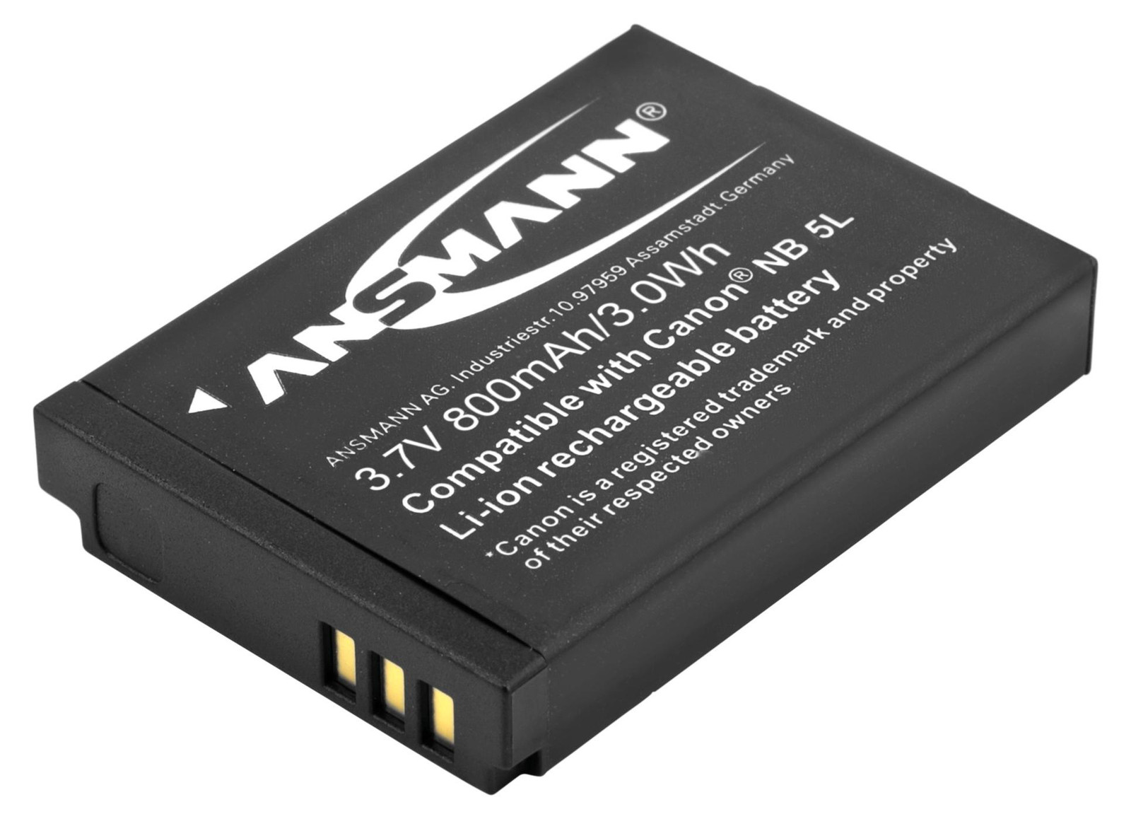 Ansmann 5022953 CAN NB 5 L lithium-ion accu voor digitale camera, zwart, 850 mAh