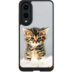Nivocase Hülle für Samsung Galaxy S25 Edge Handyhülle NIVOcore Case Schwarz Feder Haustier Katze (Samsung Galaxy S25 Edge), Smartphone Hülle, Schwarz