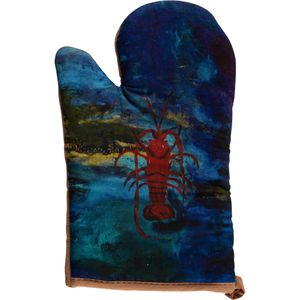 Fackelmann Ofenhandschuh Lobster, 11013 , blau, bis 250°C hitzebeständig, aus Baumwolle