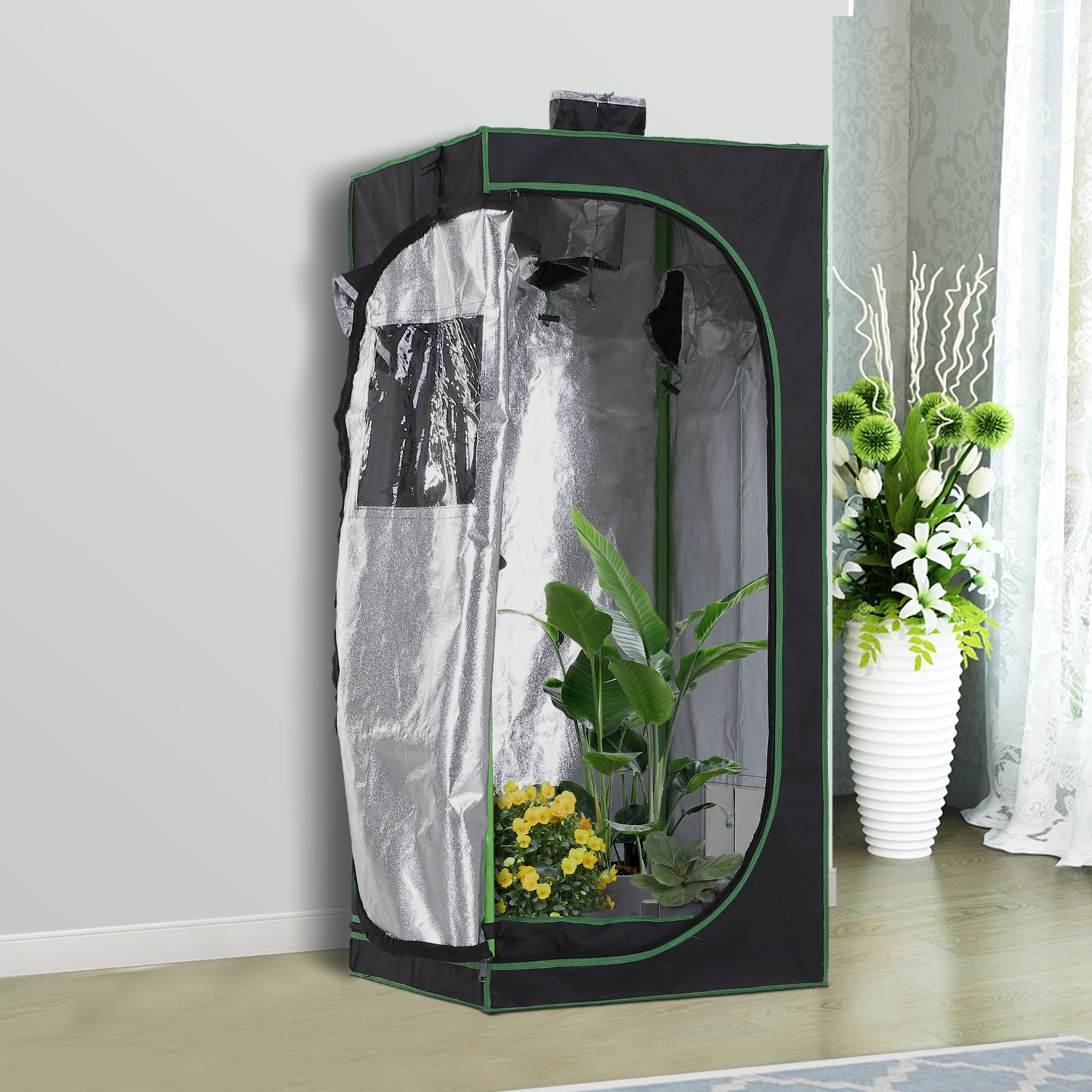 Outsunny Tenda da Coltivazione Idroponica in Mylar e Oxford 600D per Riflettere la Luce grow box grow tenda 60x60x140 cm Aosom