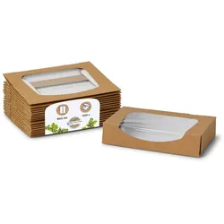 BIOZOYG 400 Stück braune Karton-Schachteln 900ml Geschenkboxen Pralinenschachteln, Kuchenverpackungen, mit Bio-Fenster für Patisserie und Pralinen