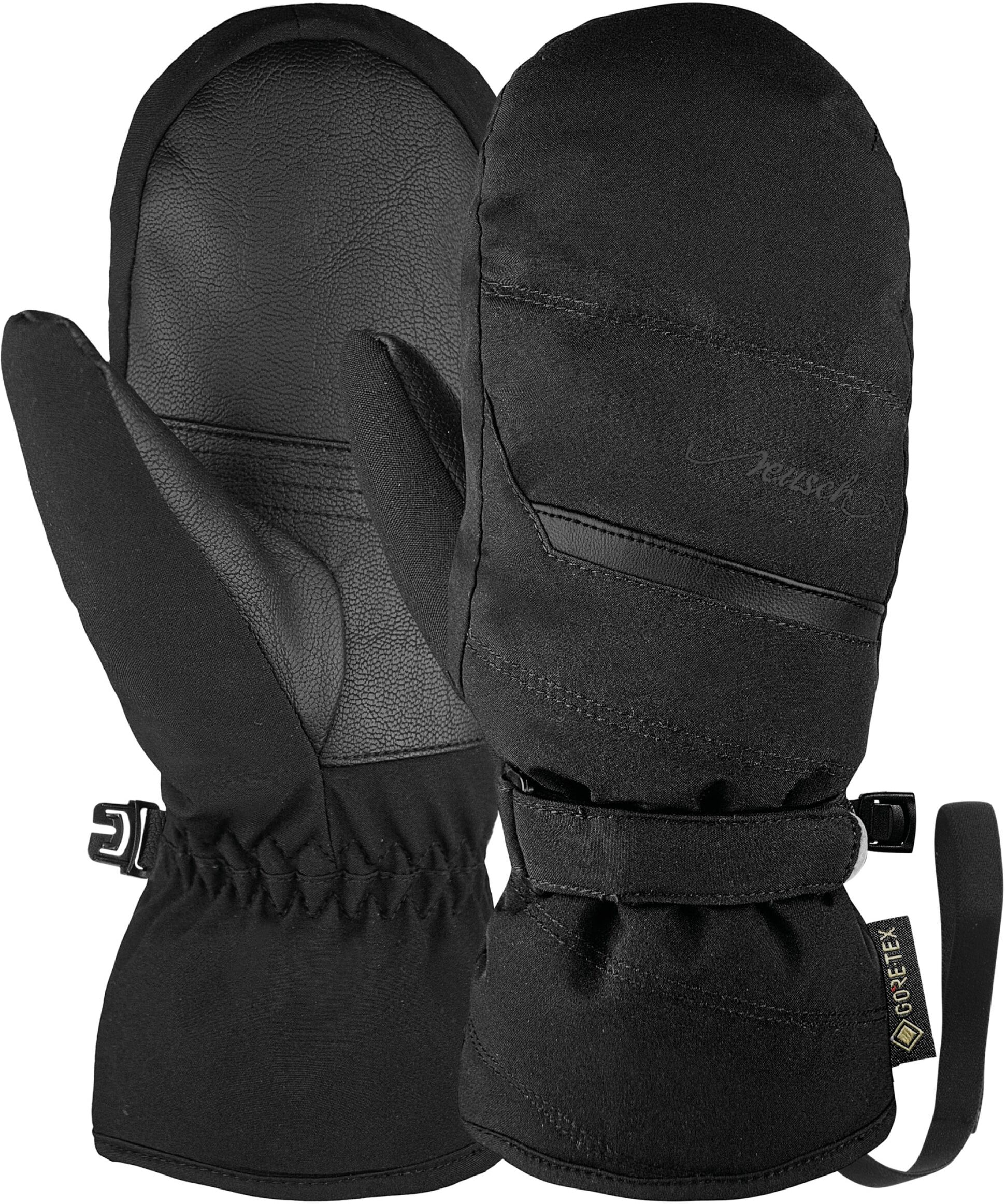Fäustlinge REUSCH "Sandy Mitten", Damen, Gr. 6, schwarz, 90% Polyester, 10% Lederimitat, mehrfarbig, Handschuhe Fäustlinge, mit funktionalen Einsätzen