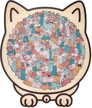 Uplift Curations 135 Piece Cat Shaped Wooden Jigsaw Puzzle Unique Irregular Pieces Gift For Cat Lovers d