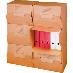 Smartboxpro Archivcontainer 227100210, für Ordner, mit Frontklappe, braun, 10 Stück