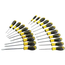 Stanley, Schraubenzieher, Tools sta060213 Essential Schraubendreher, gelb/schwarz (20 Stück) (Kreuzschlitz, Schlitz)