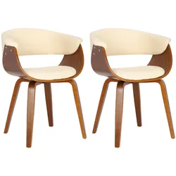 CLP 2er Set Stühle Bruce Kunstleder walnuss   Farbe: creme