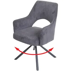 Esszimmerstuhl MCW-K30, Küchenstuhl Lehnstuhl, drehbar Auto-Position, Stoff/Textil MVG ~ Kord-dunkelgrau