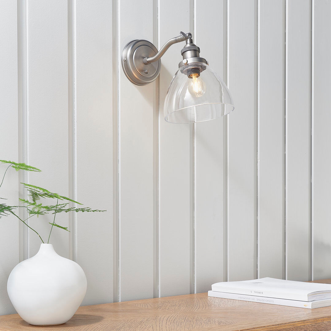 Breakwater Bay Anais Armed Sconce Brushed silver paintand clear glass 22cm H X 14cm W X 27.5cm D