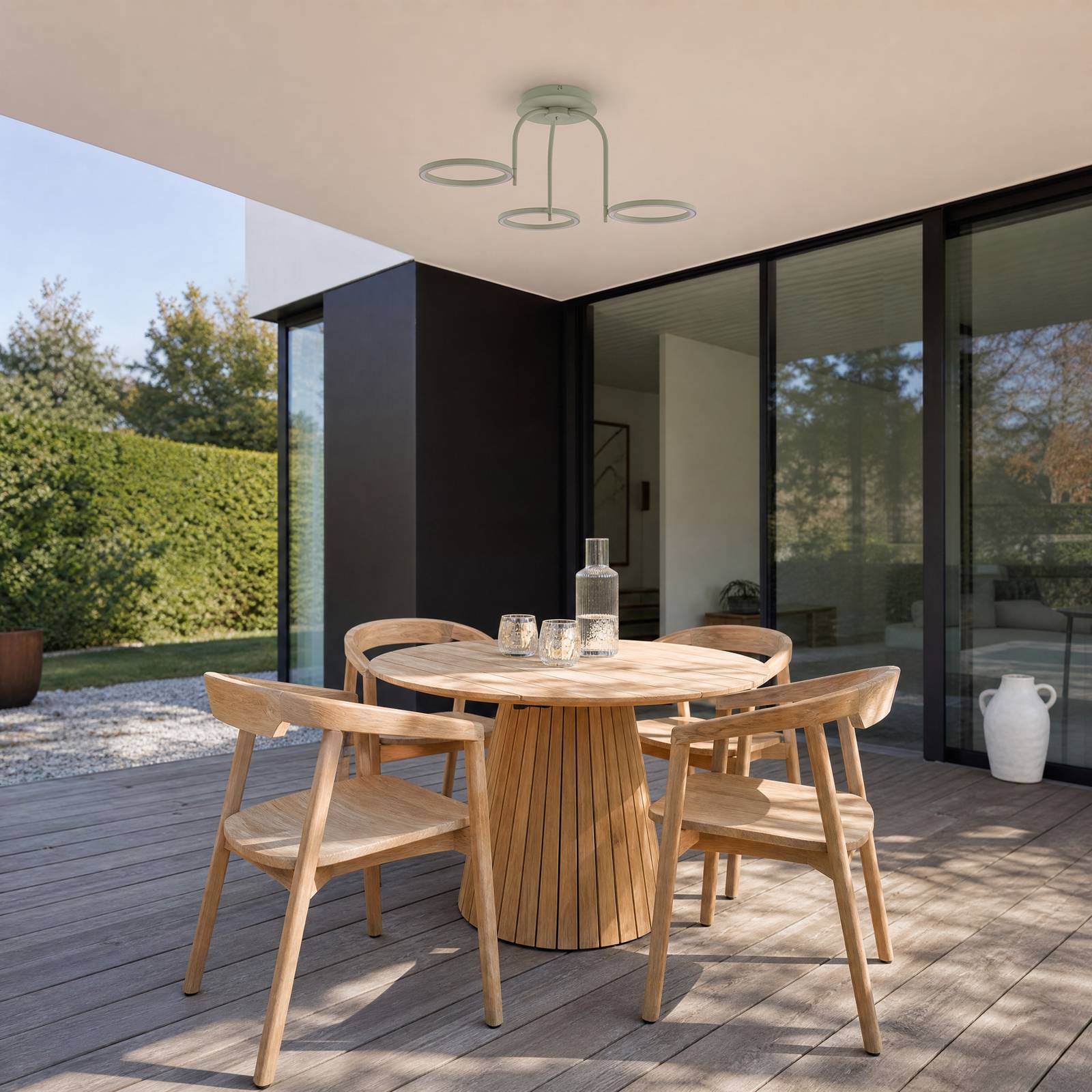 LED Außendeckenleuchte Sylvara Lucande, dimmbar, grün, Metall, Design, LED Deckenleuchten