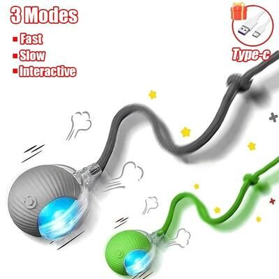 Inspired Finds Smart Rolling Mouse Tail Interactive Ball Toy For Cats & Small Dogs grey And Green