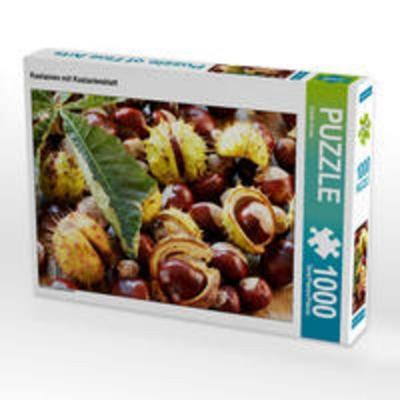 CALVENDO Puzzle Kastanien mit Kastanienblatt | 1000 Teile Lege-Größe 64x48cm Foto-Puzzle für glückliche Stunden