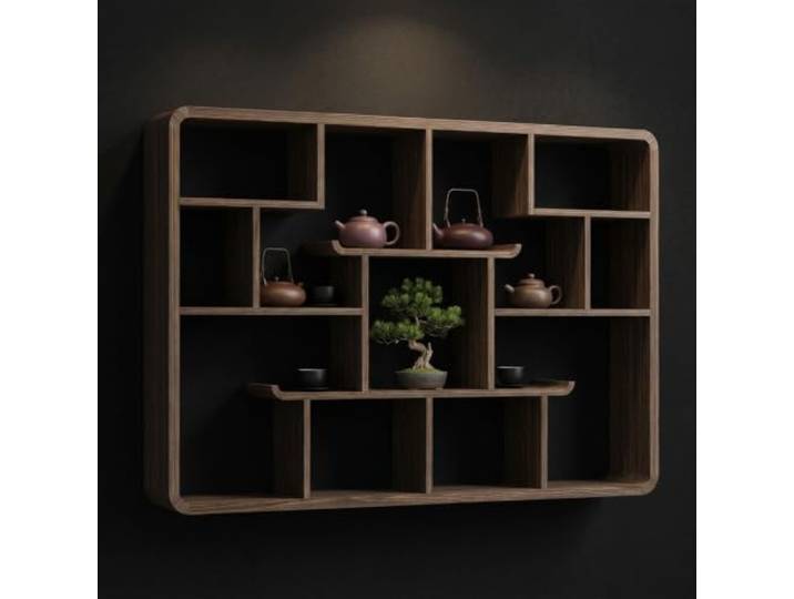 Wandregal aus Massivholz, Regal für Tassen & Deko, Wandmontage 81x56x12cm Massivholz, Wandregal für Tassen, Vitrine für Sammlerstücke, Stabile Montage(120*83cm/47.2*32.7 in)