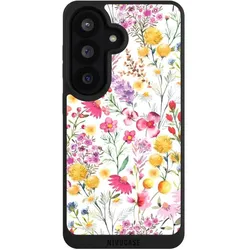 Nivocase Handyhülle für Samsung Galaxy S26 Hülle NIVOpure Case Schwarz Blumen Frühling Muster (Samsung Galaxy S26), Smartphone Hülle, Schwarz