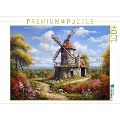CALVENDO Puzzle Spätsommerliche Landschaft mit Windmühle | 1000 Teile Lege-Größe 64x48cm Foto-Puzzle für glückliche Stunden, Game von , Calvendo