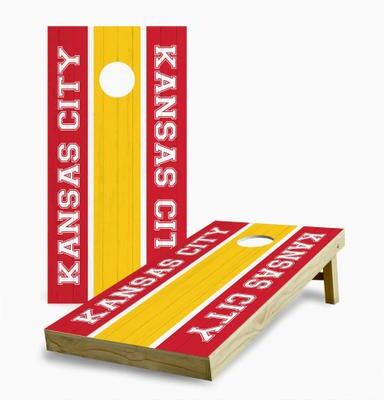 Skip's Garage Kansas City Chiefs Striped Regulation 2x4 Cornhole Game Set