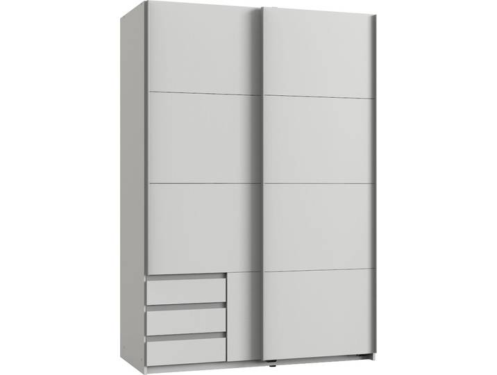 Schwebetürenschrank WIMEX Emden , weiss (weiß), B:135cm H:198cm T:64cm, Schränke, Schwebetürenschrank, Mit Aussenschubkästen