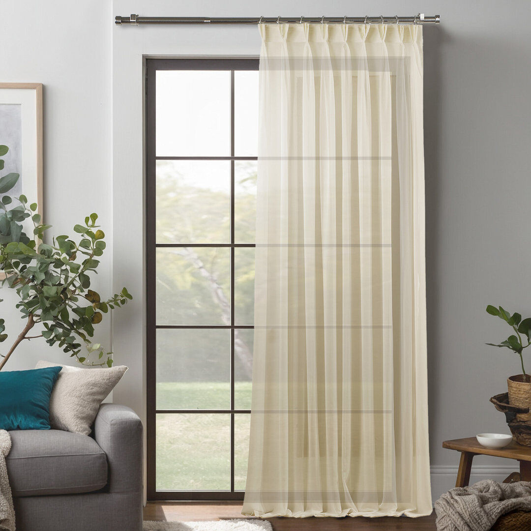 Noine Home Deco Sheer Single Curtain Panel Beige 190cm Width x 425cm Drop