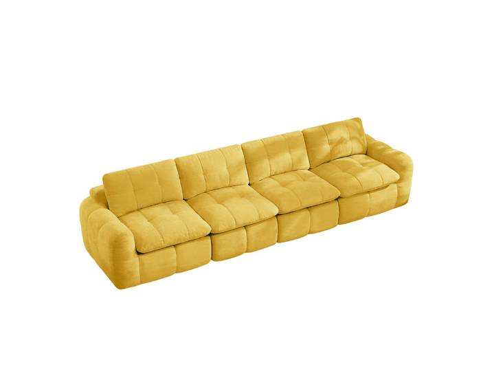 Canapé modulaire 4 places en chenille mousse 32d, jaune