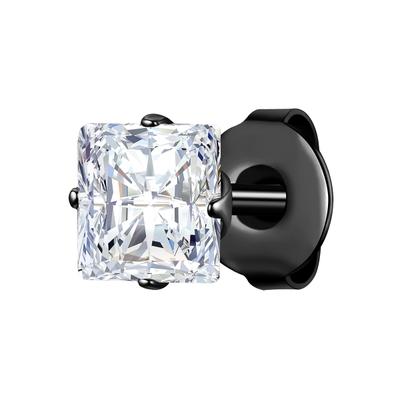 Paar Ohrstecker TRUE REBELS "TR315", transparent (schwarz, weiß), Ohrringe, Herren, 6,8,mit Zirkonia, Edelstahl, mit Zirkonia