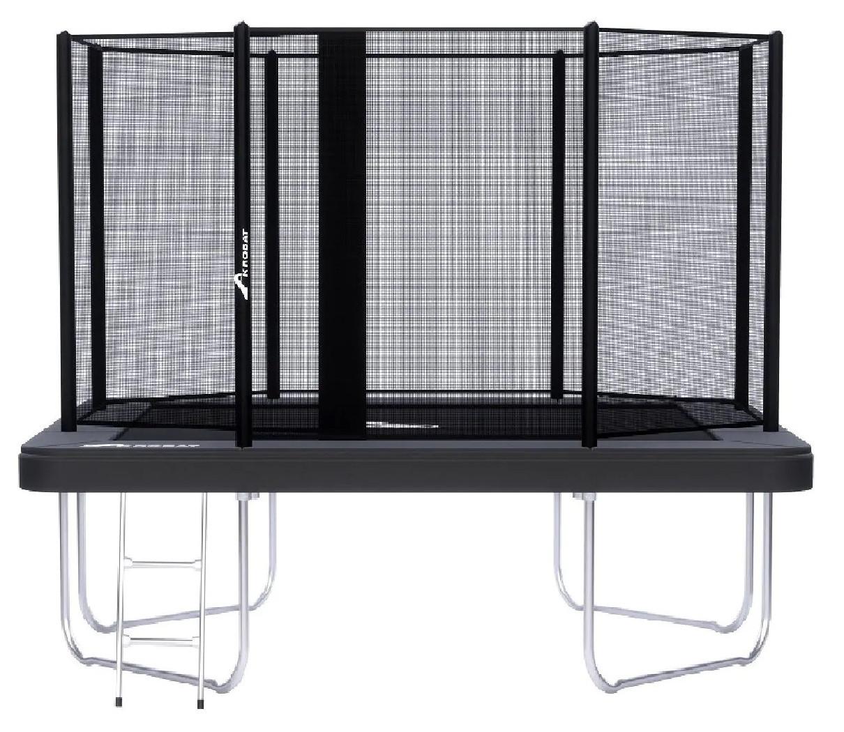 Trampolin AKROBAT ORBIT, Größe 305x183 (10x6 Fuß), Anthrazit, inklusive Sicherheitsnetz