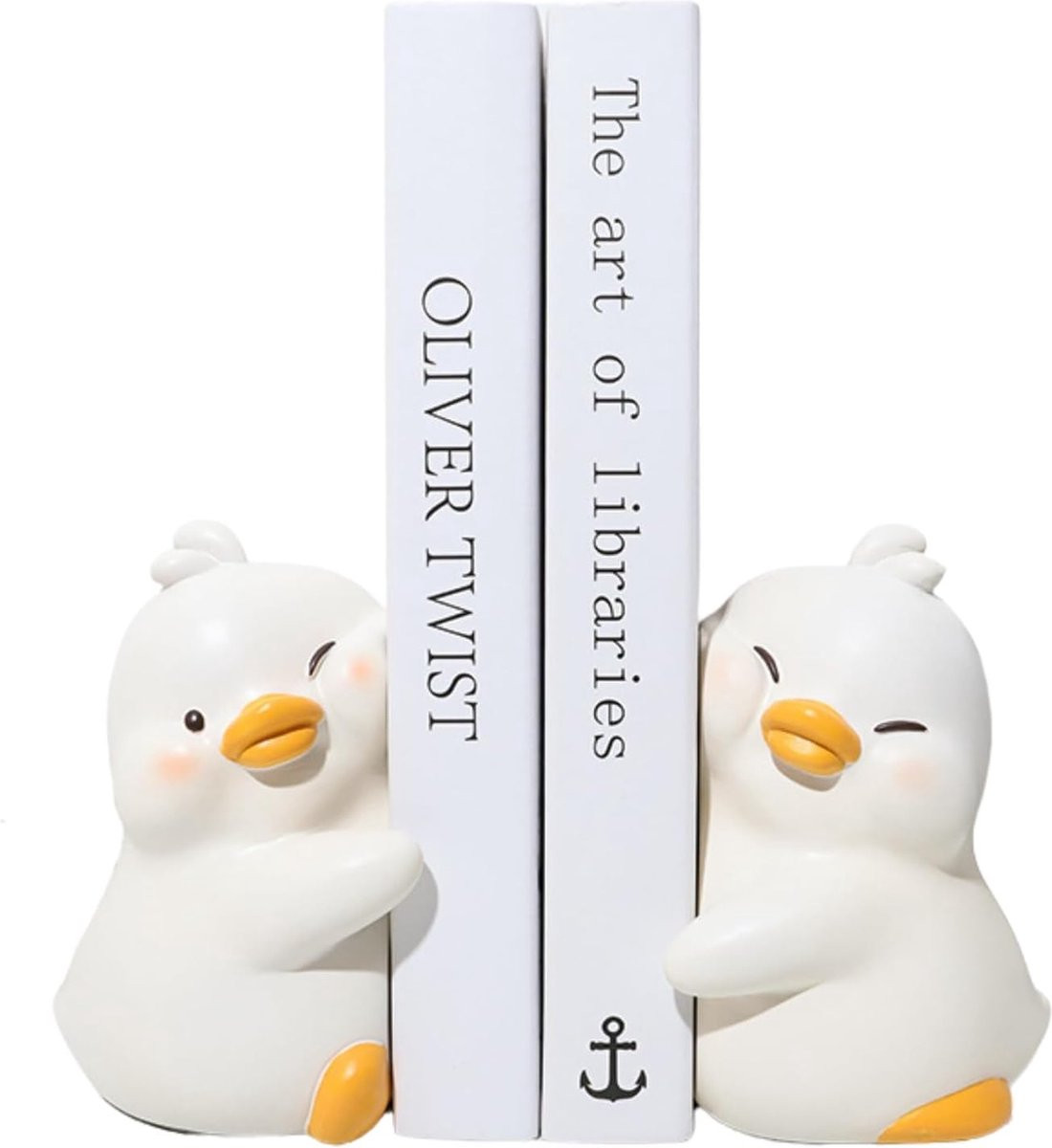 Knuffel-eenden boekensteunen voor decoratie en functionaliteit