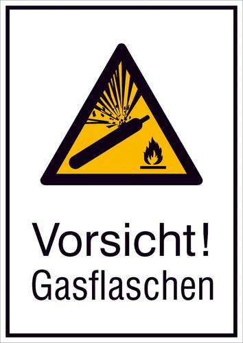 Warn-Kombischild Vorsicht! Gasflasche Folie selbstklebend (B x H) 131mm x 185mm ISO 7010 1St.