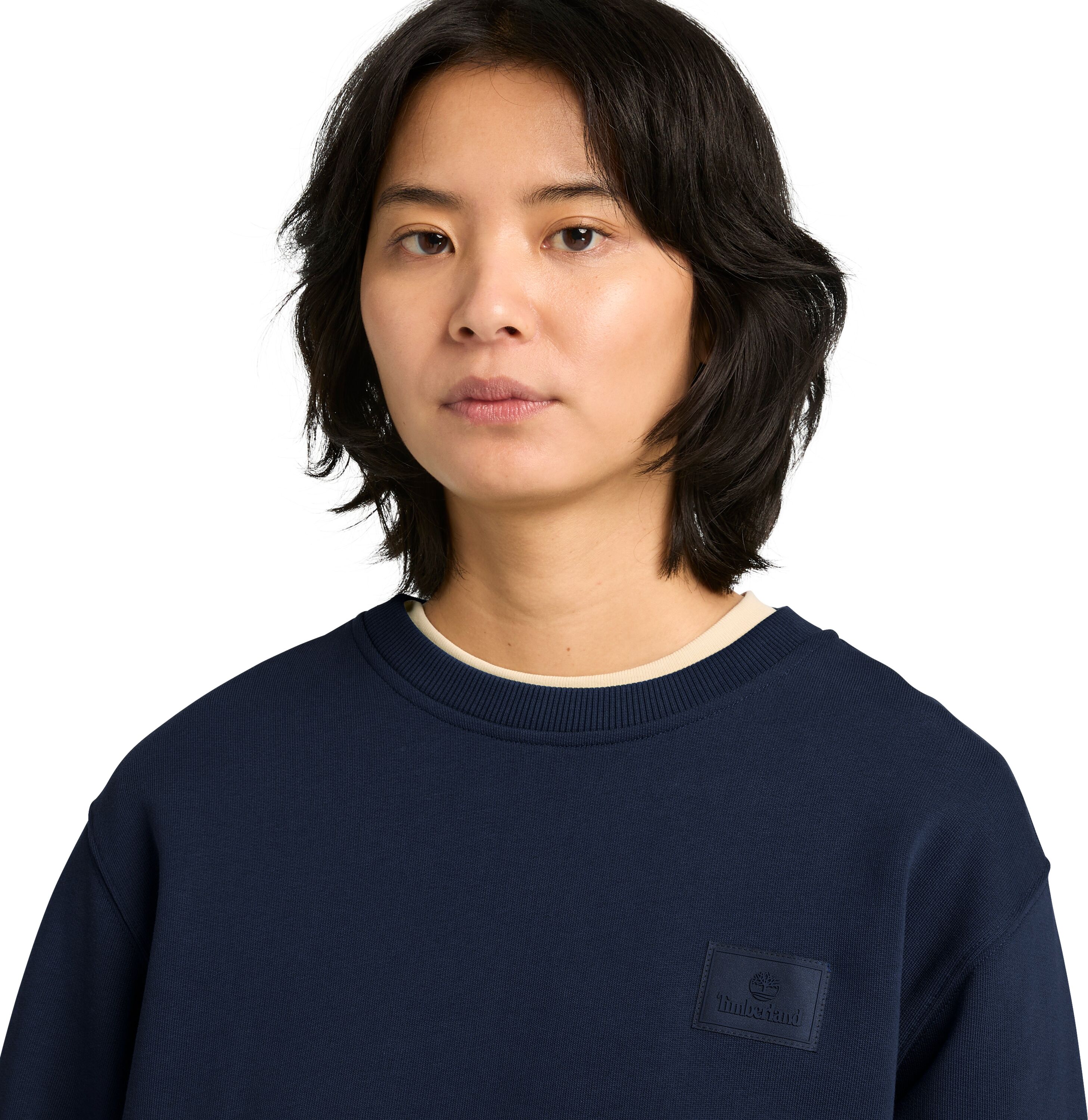 Sweatshirt TIMBERLAND "Silicon Badge (LB) Crew Neck", Herren, Gr. L, blau (schwarz sapphire), Obermaterial: 100% Baumwolle, Sweatshirts Sweatshirt, Langarm-Design, für Erwachsene, aus Baumwolle, bequemer Schnitt schwarz sapphire L