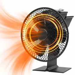 Relaxdays Kaminventilator ohne Strom 6 Blätter Schwarz