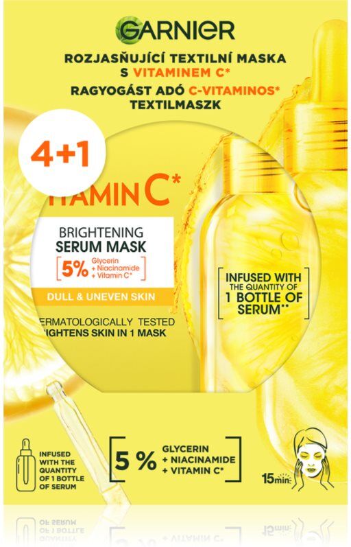 Garnier Textil Masks Brightening Pack brightening sheet mask with vitamin C
