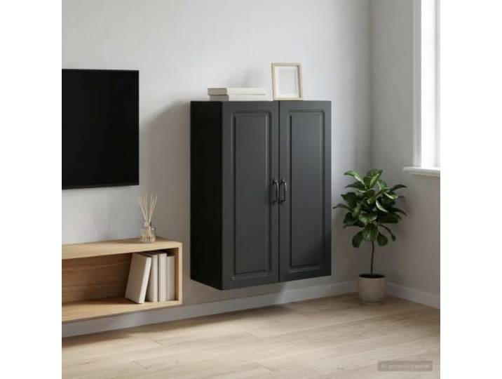 KGHFDVB Wandschrank 66 x 34,5 x 90 cm Holzwerkstoff Schwarz Verstellbare Regale, Modernes Design, Vielseitig für Büro und Zuhause