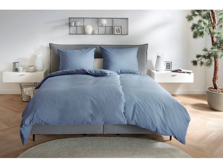 Bettwäsche PRIMERA Renforce Stonewashed , blau, B/L: 135cm x 200cm, 1 Stk., 1 Stk., Renforcé, B/L: 80cm x 80cm, 2 Stk., Renforcé, Obermaterial: 100% Baumwolle, Bettwäsche, Bettwäsche, jedes Teil ein Unikat, gewaschene Used Optik