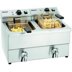 Bartscher Doppel Fritteuse IMBISS II mit Fettablasshahn, 8 Liter A150407